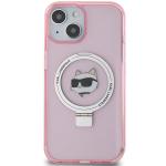 Carcasa Karl Lagerfeld Ring Stand Choupette Head cu MagSafe compatibila cu iPhone 15, Roz 2 - lerato.ro