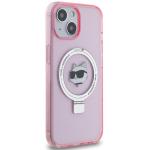 Carcasa Karl Lagerfeld Ring Stand Choupette Head cu MagSafe compatibila cu iPhone 15, Roz 5 - lerato.ro