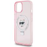 Carcasa Karl Lagerfeld Ring Stand Choupette Head cu MagSafe compatibila cu iPhone 15, Roz 7 - lerato.ro