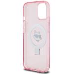 Carcasa Karl Lagerfeld Ring Stand Choupette Head cu MagSafe compatibila cu iPhone 15, Roz 8 - lerato.ro