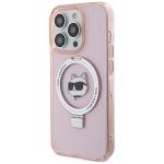 Carcasa Karl Lagerfeld Ring Stand Choupette Head cu MagSafe compatibila cu iPhone 15 Pro Max, Roz 3 - lerato.ro