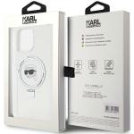 Carcasa Karl Lagerfeld Ring Stand Karl Head cu MagSafe compatibila cu iPhone 15 Pro Max, Alb 9 - lerato.ro