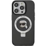 Carcasa Karl Lagerfeld Ring Stand Karl Head cu MagSafe compatibila cu iPhone 15 Pro Max, Negru 2 - lerato.ro