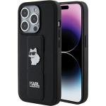 Carcasa Karl Lagerfeld Gripstand Saffiano Choupette Pins compatibila cu iPhone 15 Pro, Negru 5 - lerato.ro