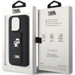 Carcasa Karl Lagerfeld Gripstand Saffiano Karl and Choupette Pins compatibila cu iPhone 15 Pro, Negru 10 - lerato.ro