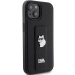 Carcasa Karl Lagerfeld Gripstand Saffiano Choupette Pins compatibila cu iPhone 15 Plus / 14 Plus, Negru 5 - lerato.ro