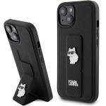 Carcasa Karl Lagerfeld Gripstand Saffiano Choupette Pins compatibila cu iPhone 15, Negru 4 - lerato.ro
