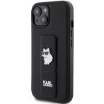 Carcasa Karl Lagerfeld Gripstand Saffiano Choupette Pins compatibila cu iPhone 15, Negru 3 - lerato.ro