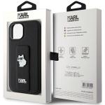 Carcasa Karl Lagerfeld Gripstand Saffiano Choupette Pins compatibila cu iPhone 15, Negru 9 - lerato.ro