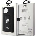 Carcasa Karl Lagerfeld Gripstand Saffiano Karl and Choupette Pin compatibila cu iPhone 15, Negru 9 - lerato.ro