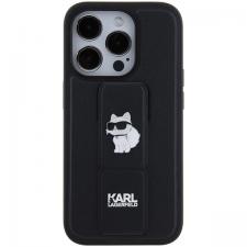 Carcasa Karl Lagerfeld Gripstand Saffiano Choupette Pin compatibila cu iPhone 15 Pro Max, Negru