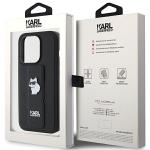 Carcasa Karl Lagerfeld Gripstand Saffiano Choupette Pin compatibila cu iPhone 15 Pro Max, Negru 10 - lerato.ro