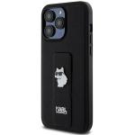 Carcasa Karl Lagerfeld Gripstand Saffiano Choupette Pin compatibila cu iPhone 13 / 13 Pro, Negru 3 - lerato.ro