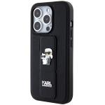 Carcasa Karl Lagerfeld Gripstand Saffiano Karl and Choupette Pin compatibila cu iPhone 13 / 13 Pro, Negru 3 - lerato.ro