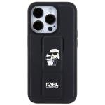 Carcasa Karl Lagerfeld Gripstand Saffiano Karl and Choupette Pin compatibila cu iPhone 13 / 13 Pro, Negru 2 - lerato.ro