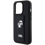 Carcasa Karl Lagerfeld Gripstand Saffiano Karl and Choupette Pin compatibila cu iPhone 13 / 13 Pro, Negru 7 - lerato.ro
