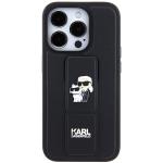 Carcasa Karl Lagerfeld Gripstand Saffiano Karl and Choupette Pin compatibila cu iPhone 14 Pro, Negru 2 - lerato.ro