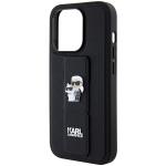 Carcasa Karl Lagerfeld Gripstand Saffiano Karl and Choupette Pin compatibila cu iPhone 14 Pro, Negru 7 - lerato.ro