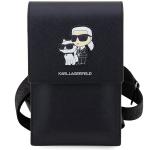 Geanta universala Karl Lagerfeld Saffiano Karl and Choupette, 18.5 x 11.5 x 2 cm, 5 compartimente, Negru 2 - lerato.ro