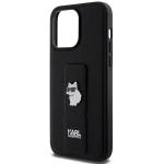 Carcasa Karl Lagerfeld Gripstand Saffiano Choupette Pin compatibila cu iPhone 13 Pro Max, Negru 7 - lerato.ro