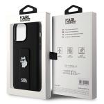 Carcasa Karl Lagerfeld Gripstand Saffiano Choupette Pin compatibila cu iPhone 13 Pro Max, Negru 9 - lerato.ro