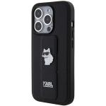 Carcasa Karl Lagerfeld Grip Stand Saffiano Choupette Pin compatibila cu iPhone 14 Pro Max, Negru 3 - lerato.ro