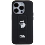 Carcasa Karl Lagerfeld Grip Stand Saffiano Choupette Pin compatibila cu iPhone 14 Pro Max, Negru 2 - lerato.ro