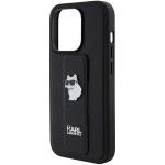 Carcasa Karl Lagerfeld Grip Stand Saffiano Choupette Pin compatibila cu iPhone 14 Pro Max, Negru 7 - lerato.ro