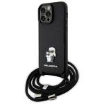 Carcasa Karl Lagerfeld Crossbody Saffiano Metal Pin Karl and Choupette compatibila cu iPhone 14 Pro Max, Negru 3 - lerato.ro