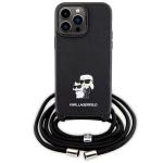 Carcasa Karl Lagerfeld Crossbody Saffiano Metal Pin Karl and Choupette compatibila cu iPhone 14 Pro Max, Negru 2 - lerato.ro