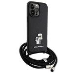 Carcasa Karl Lagerfeld Crossbody Saffiano Metal Pin Karl and Choupette compatibila cu iPhone 14 Pro Max, Negru 4 - lerato.ro