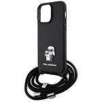 Carcasa Karl Lagerfeld Crossbody Saffiano Metal Pin Karl and Choupette compatibila cu iPhone 14 Pro Max, Negru 6 - lerato.ro