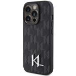 Carcasa Karl Lagerfeld Leather Monogram Hot Stamp compatibila cu iPhone 15 Pro, Negru 3 - lerato.ro