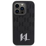 Carcasa Karl Lagerfeld Leather Monogram Hot Stamp compatibila cu iPhone 15 Pro, Negru 2 - lerato.ro