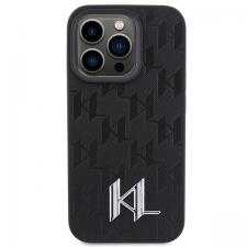 Carcasa Karl Lagerfeld Leather Monogram Hot Stamp compatibila cu iPhone 15 Pro, Negru