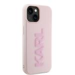 Carcasa Karl Lagerfeld 3D Rubber Glitter Logo compatibila cu iPhone 15 Plus, Roz 5 - lerato.ro