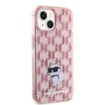 Carcasa Karl Lagerfeld Monogram Choupette compatibila cu iPhone 15, Roz 5 - lerato.ro