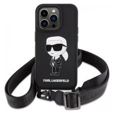 Carcasa Karl Lagerfeld Crossbody Silicone Ikonik compatibila cu iPhone 15 Pro Max, Negru