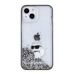 Carcasa Karl Lagerfeld Liquid Glitter Choupette compatibila cu iPhone 15, Transparent 2 - lerato.ro