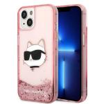Carcasa Karl Lagerfeld Glitter Choupette Head compatibila cu iPhone 14 Plus, Roz 4 - lerato.ro