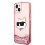 Carcasa Karl Lagerfeld Glitter Choupette Head compatibila cu iPhone 14 Plus, Roz 3 - lerato.ro