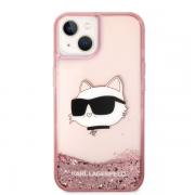 Carcasa Karl Lagerfeld Glitter Choupette Head compatibila cu iPhone 14 Plus, Roz
