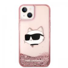 Carcasa Karl Lagerfeld Glitter Choupette Head compatibila cu iPhone 14 Plus, Roz