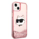 Carcasa Karl Lagerfeld Glitter Choupette Head compatibila cu iPhone 14 Plus, Roz 5 - lerato.ro