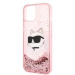 Carcasa Karl Lagerfeld Glitter Choupette Head compatibila cu iPhone 14 Plus, Roz 7 - lerato.ro