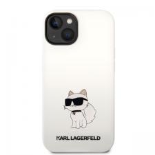 Carcasa Karl Lagerfeld Silicone Choupette compatibila cu iPhone 14 Plus, Alb