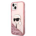 Carcasa Karl Lagerfeld Glitter Karl Head compatibila cu iPhone 14 Plus, Roz 3 - lerato.ro