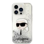 Carcasa Karl Lagerfeld Liquid Glitter Karl Head compatibila cu iPhone 14 Pro Max, Silver 2 - lerato.ro