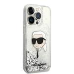 Carcasa Karl Lagerfeld Liquid Glitter Karl Head compatibila cu iPhone 14 Pro Max, Silver 5 - lerato.ro