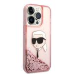 Carcasa Karl Lagerfeld Liquid Glitter Karl Head compatibila cu iPhone 14 Pro Max, Roz 5 - lerato.ro